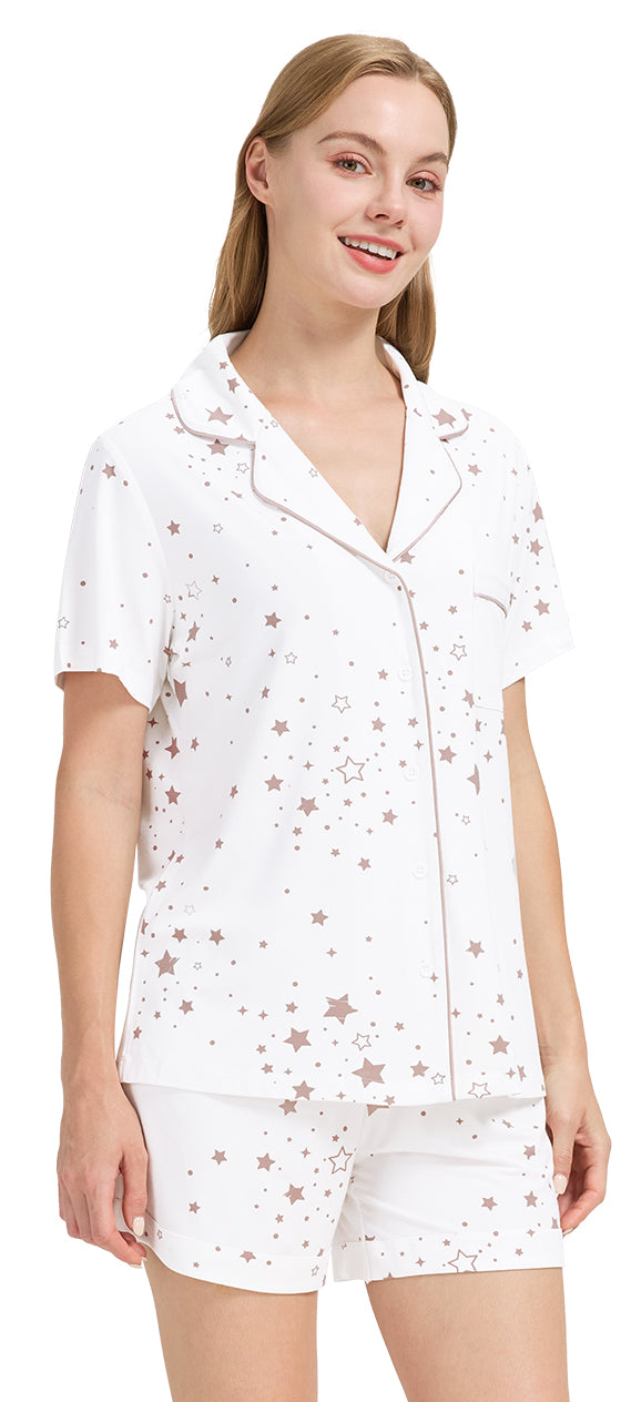 WiWi Bamboo Pajamas Set for Women Shorts Pjs Sleepwear