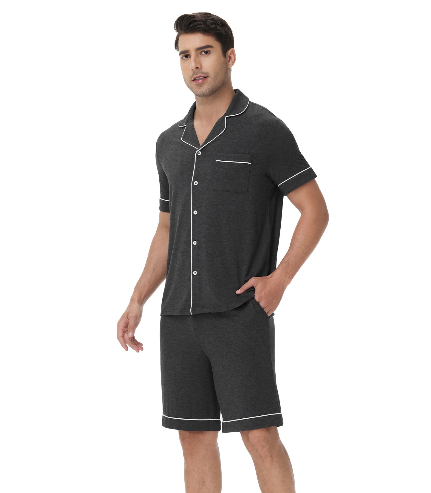 WiWi Loungewear Set for Men with Piping Notch Collar