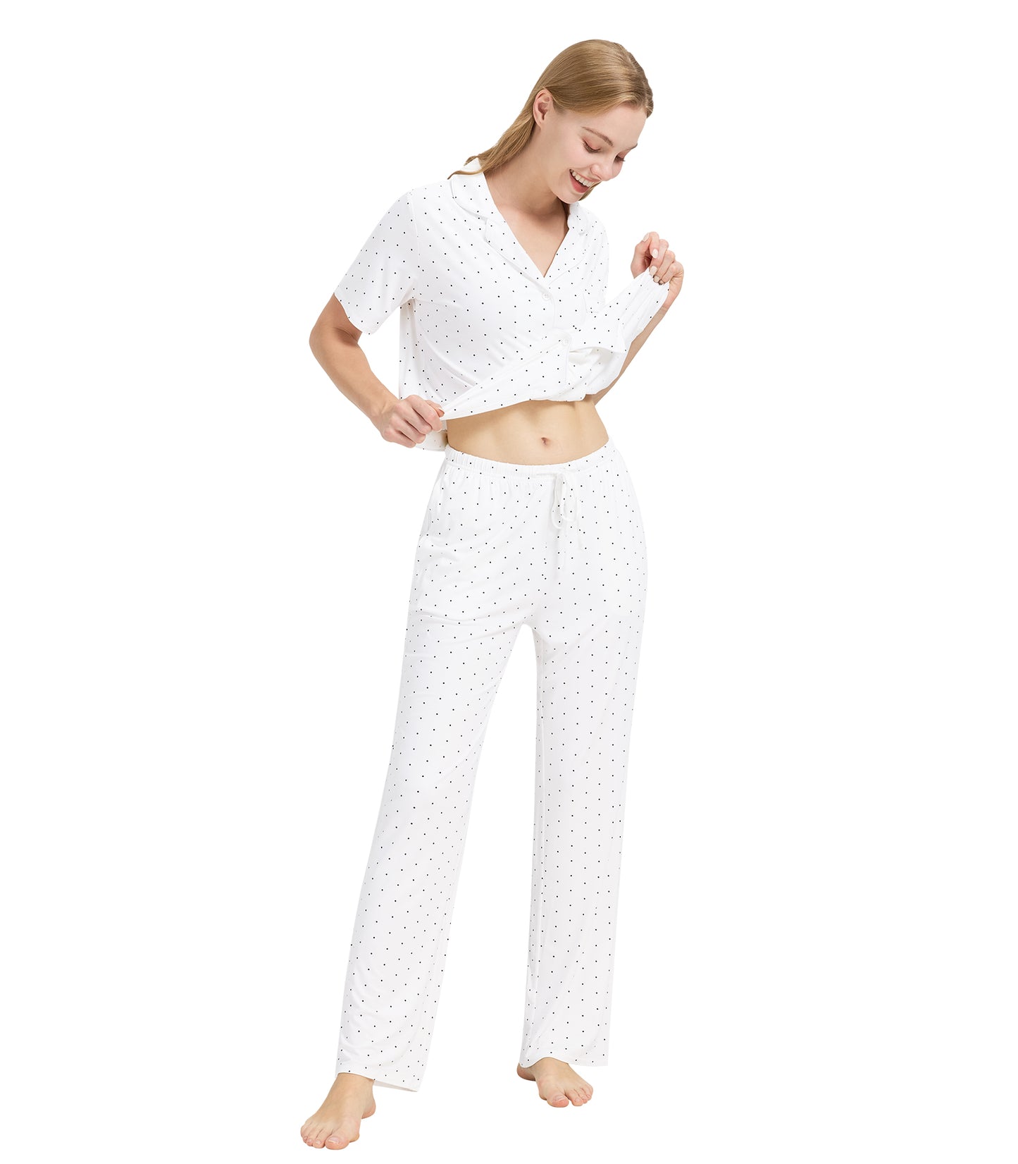 WiWi Womens Pajamas Set Soft Button Down Sleepwear