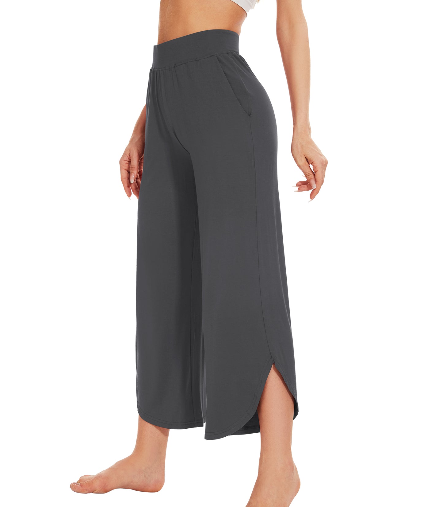 WiWi Women's Bamboo Viscose Wide Leg Capri Pajama Bottoms