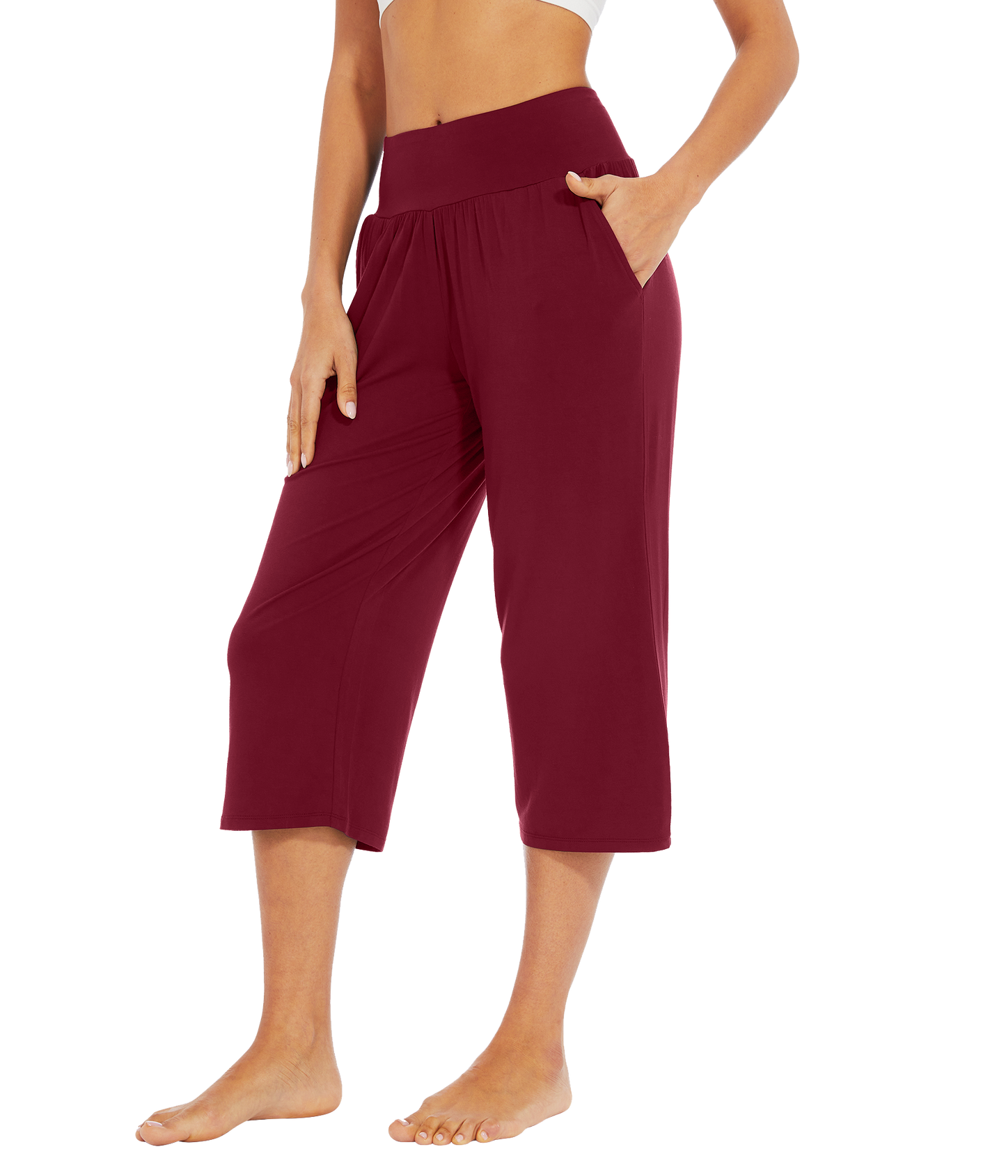 WiWi Women's Bamboo Viscose Yoga Capri Pants