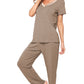 WiWi Bamboo Pajamas Set Soft Sleepwear Short Sleeve Top with Pant