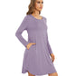 WiWi Scoop Neck Bamboo Nightgowns for Women Soft Long Sleeve Sleepwear