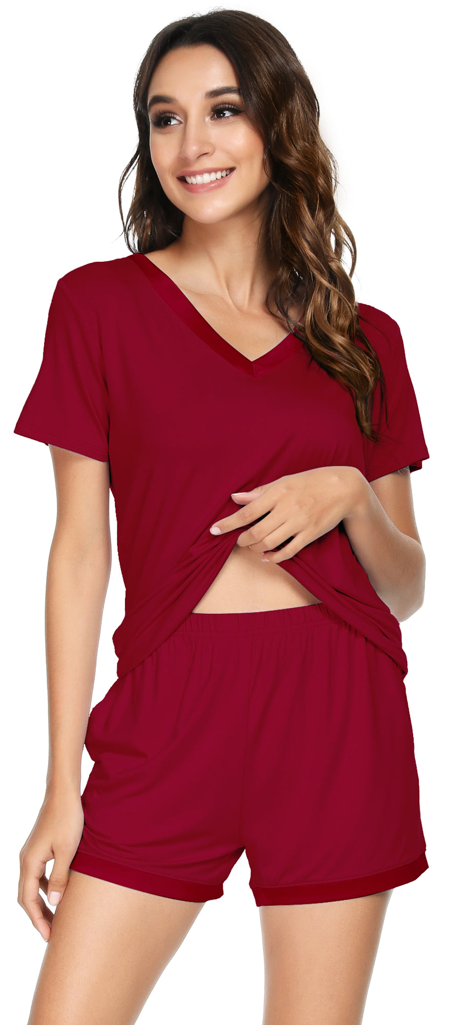 WiWi Bamboo Pajamas Set for Women Short Sets Summer Plus Size