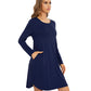 WiWi Scoop Neck Bamboo Nightgowns for Women Soft Long Sleeve Sleepwear