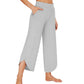WiWi Women's Bamboo Viscose Wide Leg Capri Pajama Bottoms