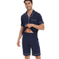 WiWi Loungewear Set for Men with Piping Notch Collar