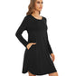 WiWi Scoop Neck Bamboo Nightgowns for Women Soft Long Sleeve Sleepwear
