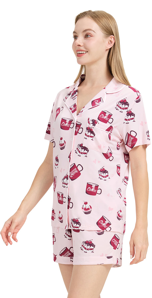 WiWi Bamboo Pajamas Set for Women Shorts Pjs Sleepwear