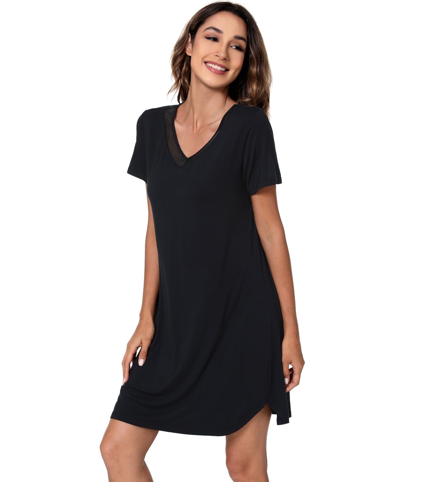 WiWi Bamboo Short Sleeve Nightgowns for Women