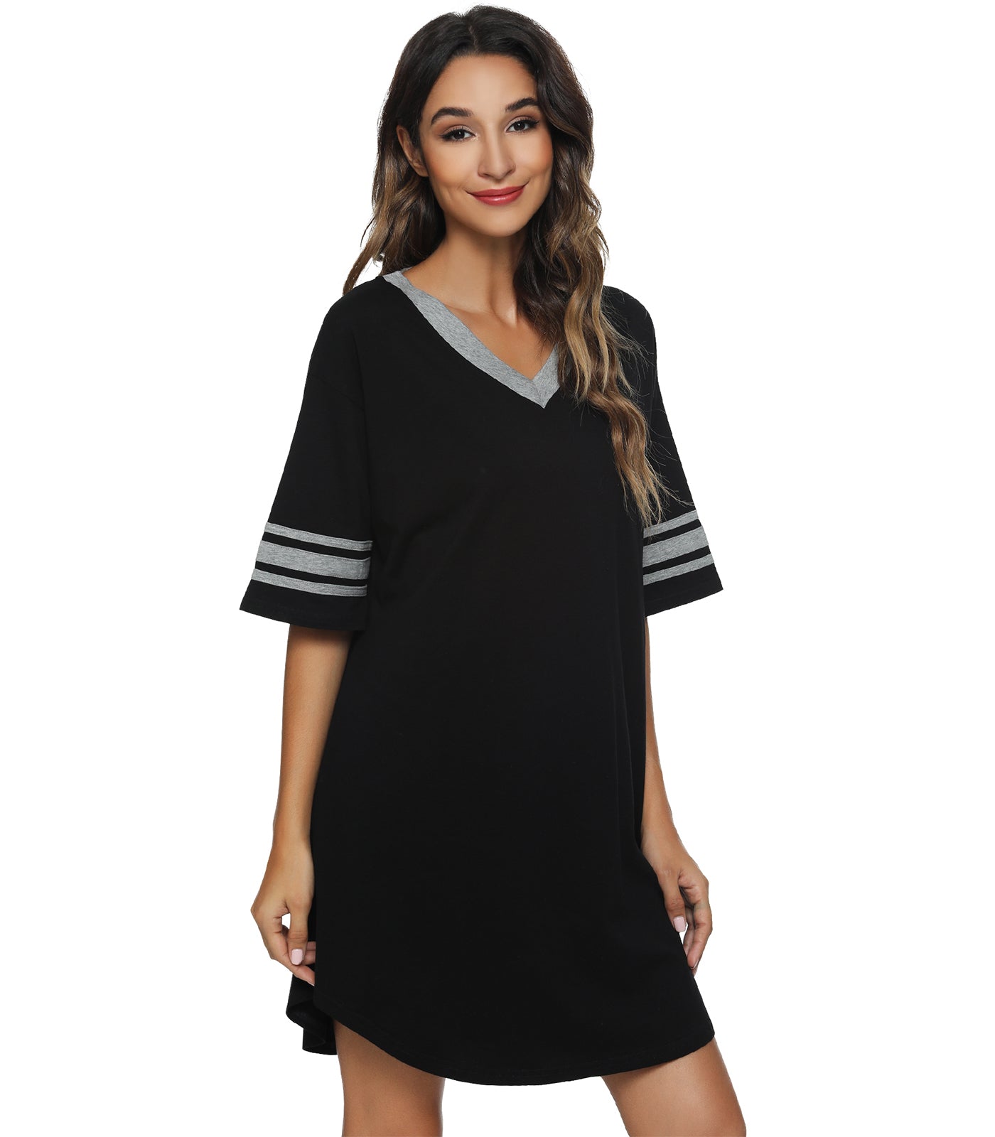 WiWi Cotton Plus Size Nightgowns for Women Boyfriend Short Sleeve Sleep Shirt V Neck Pajamas Loose Night Shirts S-XXL WiWi Cotton Plus Size Nightgowns for Women Boyfriend Short Sleeve Sleep Shirt V Neck Pajamas Loose Night Shirts S-XXL