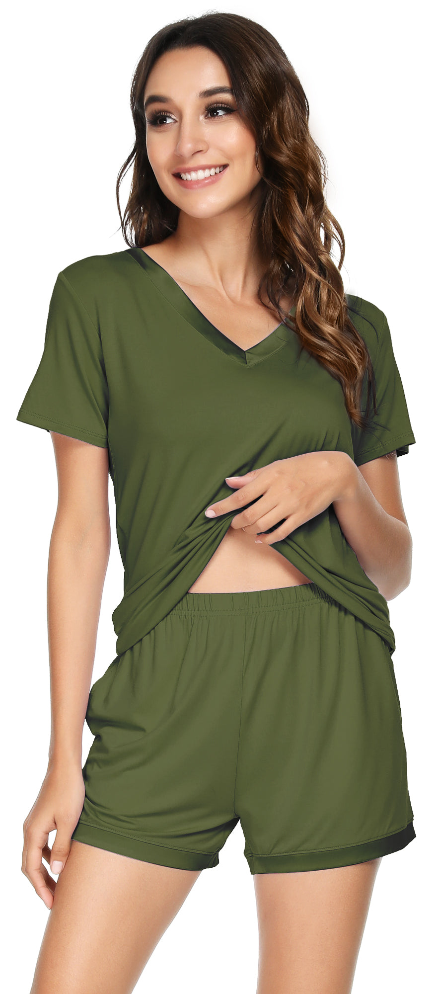 WiWi Bamboo Pajamas Set for Women Short Sets Summer Plus Size