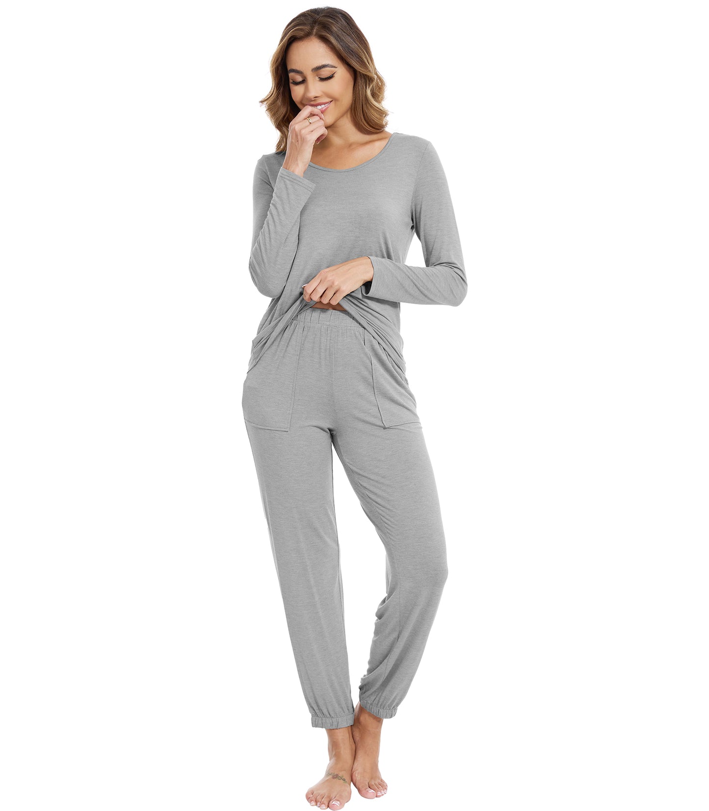 WiWi Scoop Neck Pajama Sets Sport Pajamas for Women