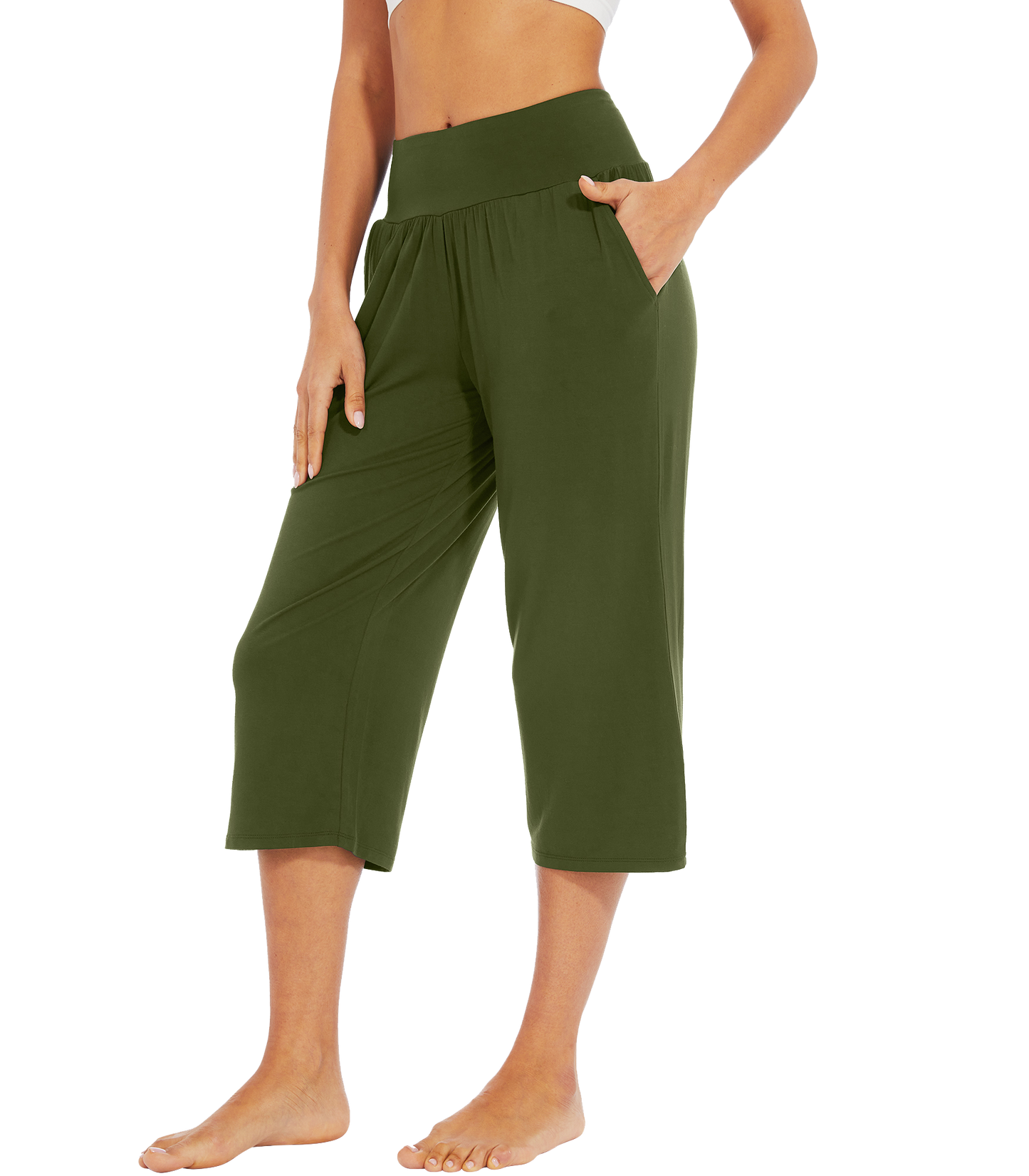 WiWi Women's Bamboo Viscose Yoga Capri Pants