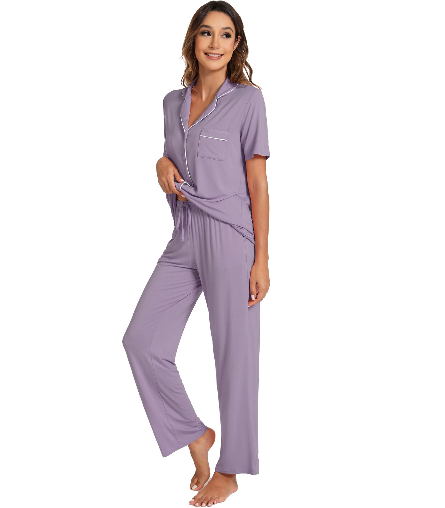 WiWi Womens Pajamas Set Soft Button Down Sleepwear