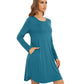 WiWi Scoop Neck Bamboo Nightgowns for Women Soft Long Sleeve Sleepwear