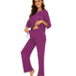 WiWi Women's Bamboo Pajama Sets Soft Loose Comfy Top with Pants