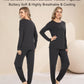 WiWi Women's Bamboo Pajama Sets Long Sleeves Top with Pants Loungewear Set