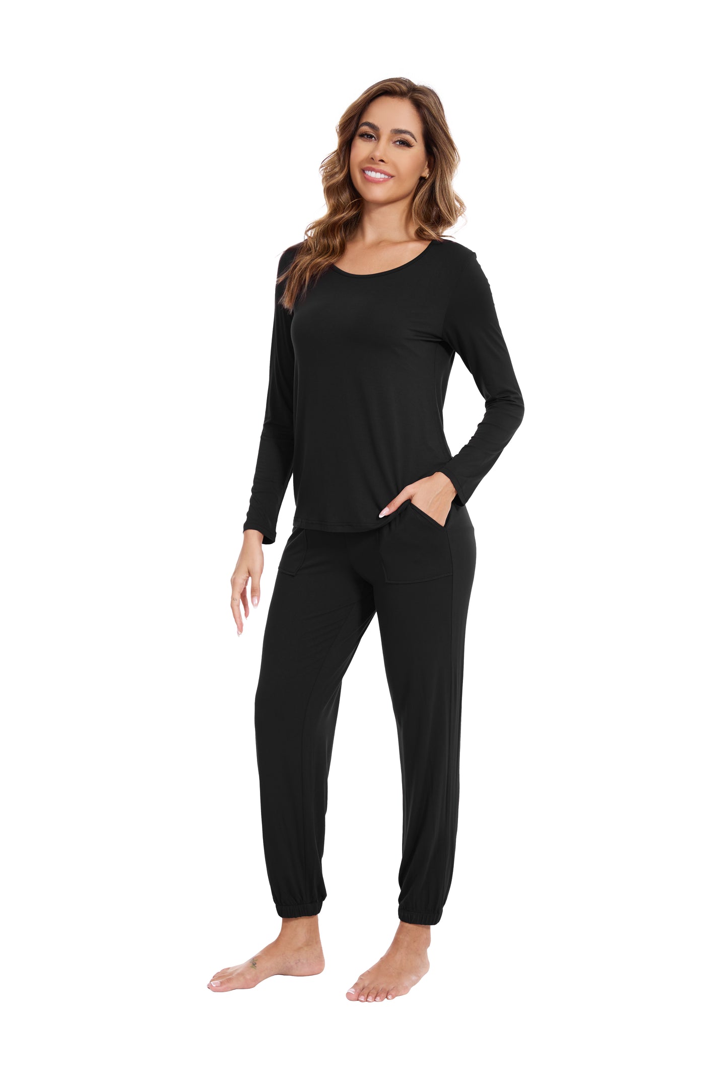 WiWi Scoop Neck Pajama Sets Sport Pajamas for Women