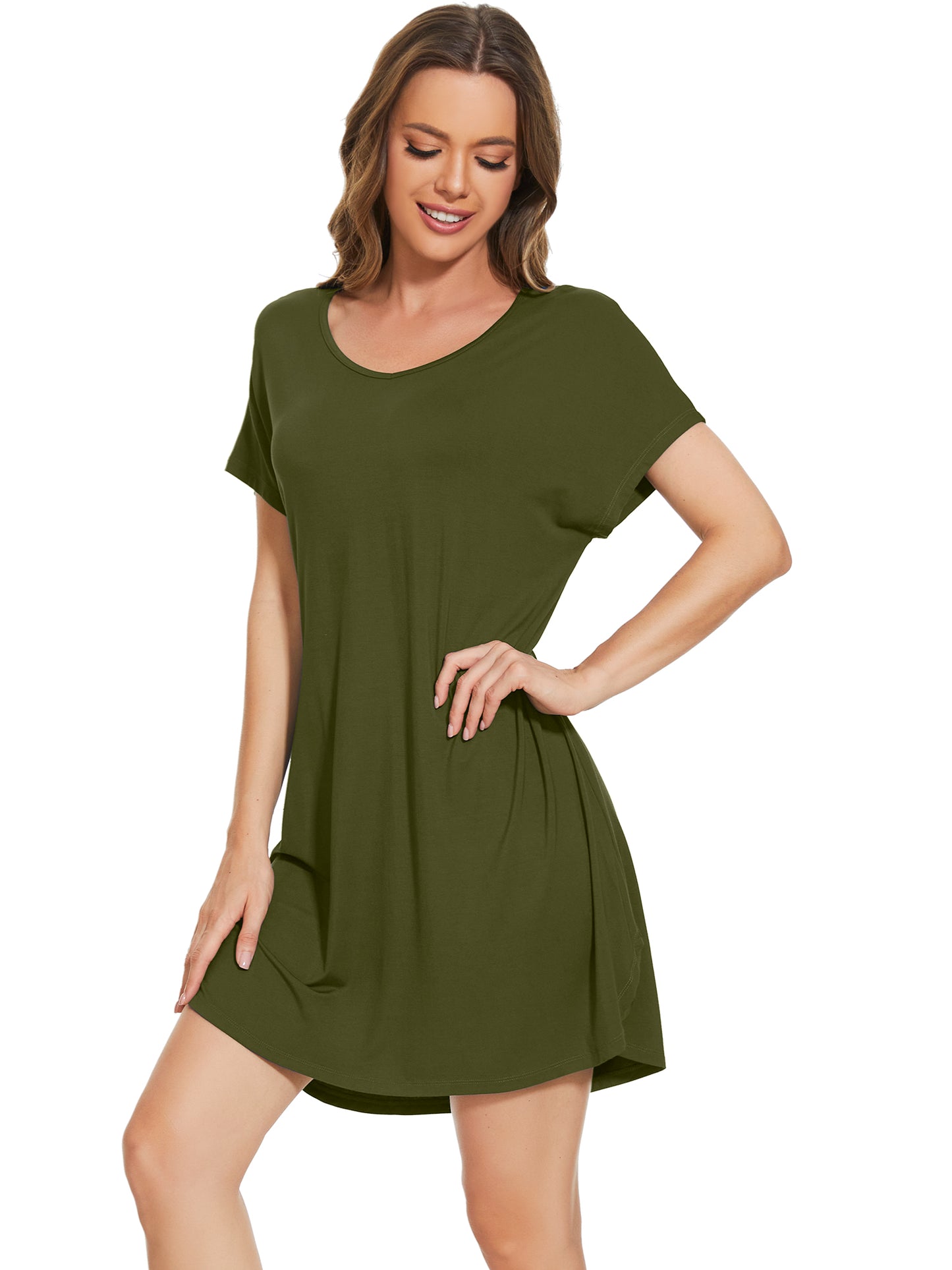 WiWi Women's Bamboo Short Sleeve Nightgown