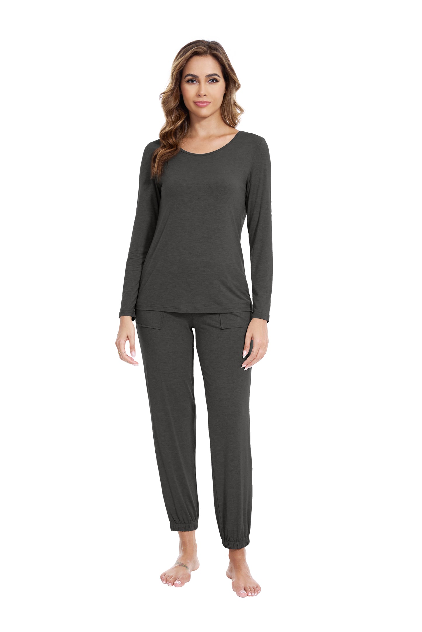 WiWi Scoop Neck Pajama Sets Sport Pajamas for Women