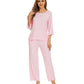 WiWi Bamboo Pajamas for Women Soft 3/4 Sleeve Sleepwear Casual Pj Set
