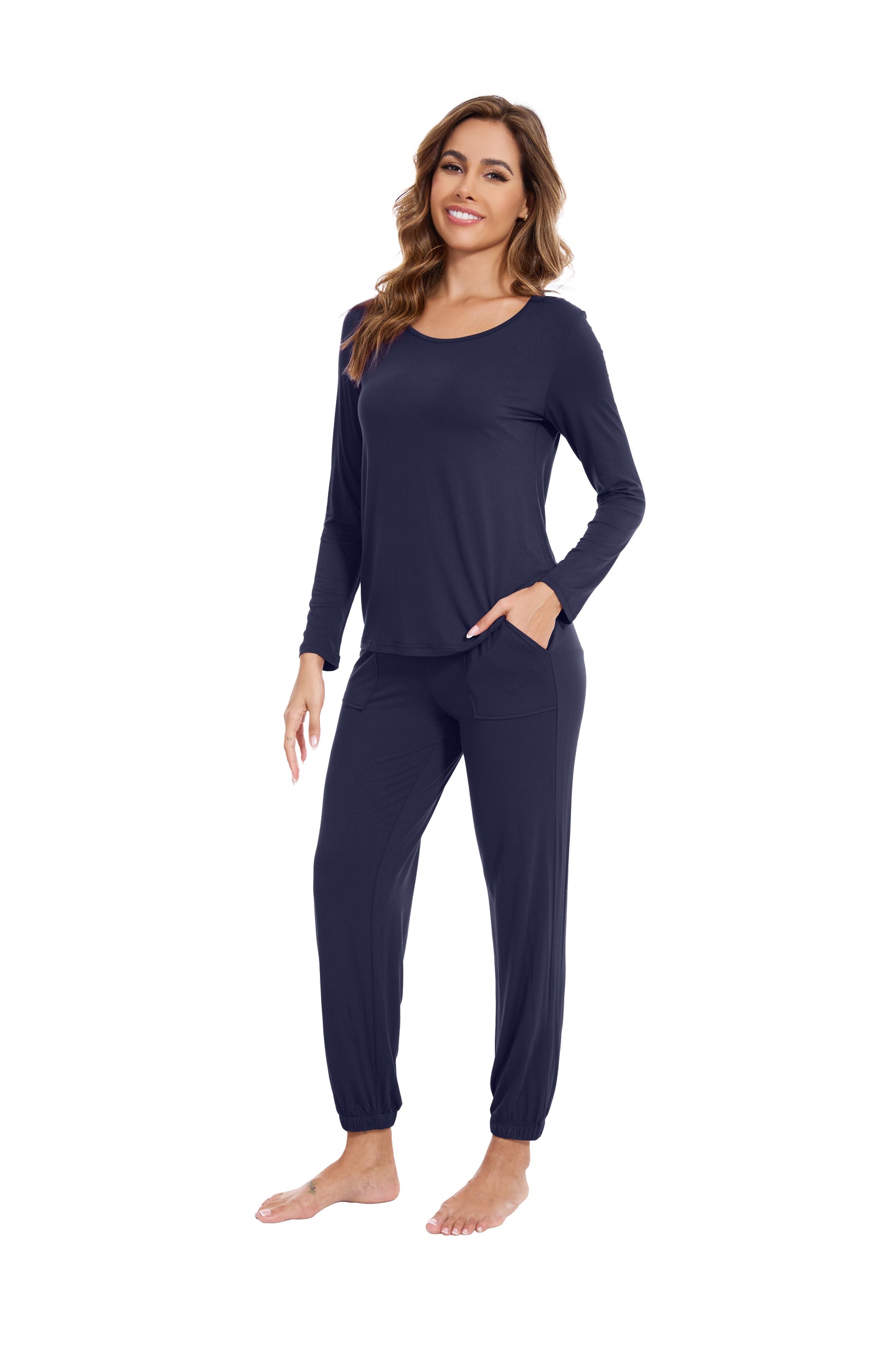 WiWi Scoop Neck Pajama Sets Sport Pajamas for Women