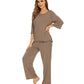 WiWi Bamboo Pajamas for Women Soft 3/4 Sleeve Sleepwear Casual Pj Set