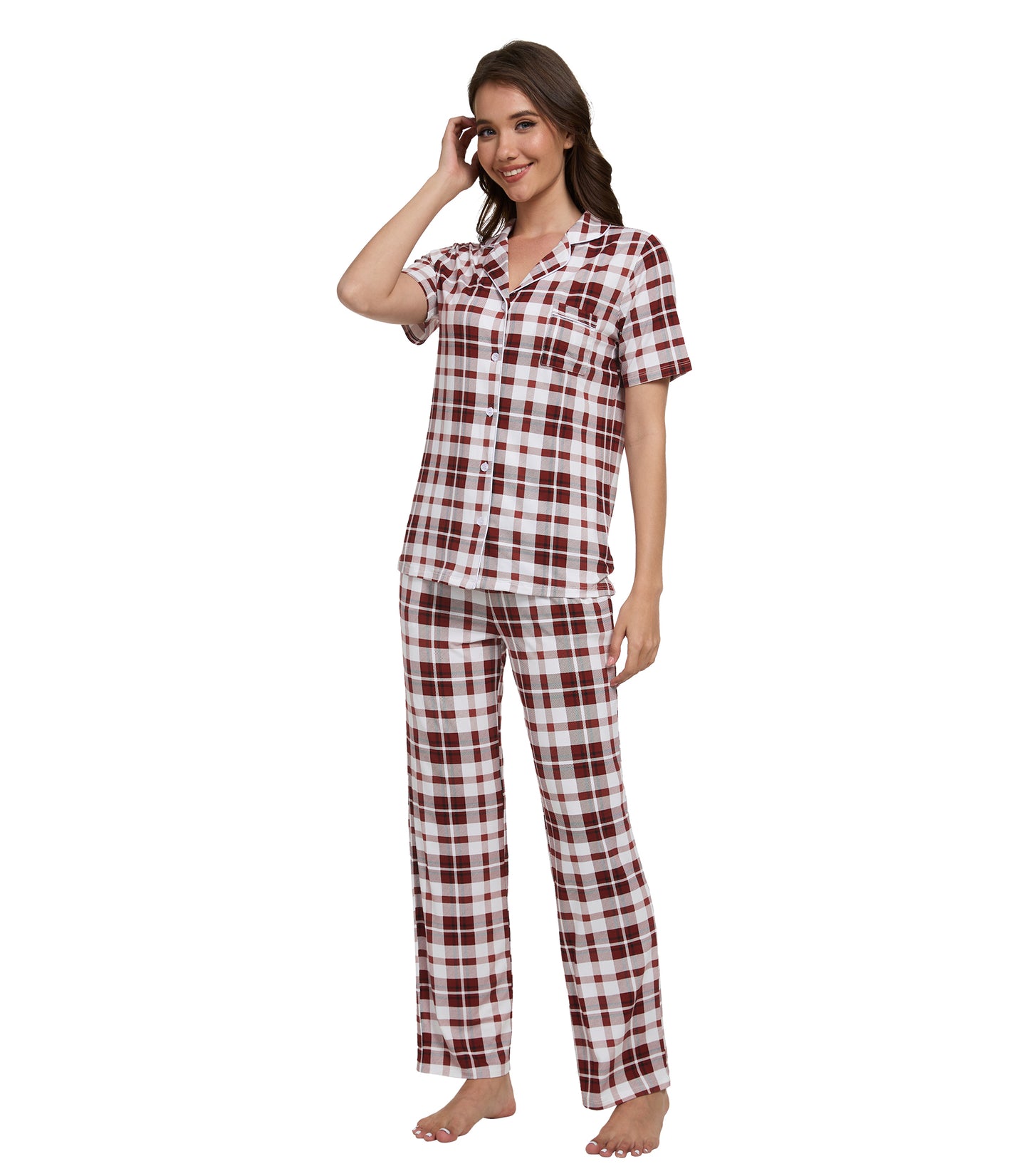 WiWi Womens Pajamas Set Soft Button Down Sleepwear