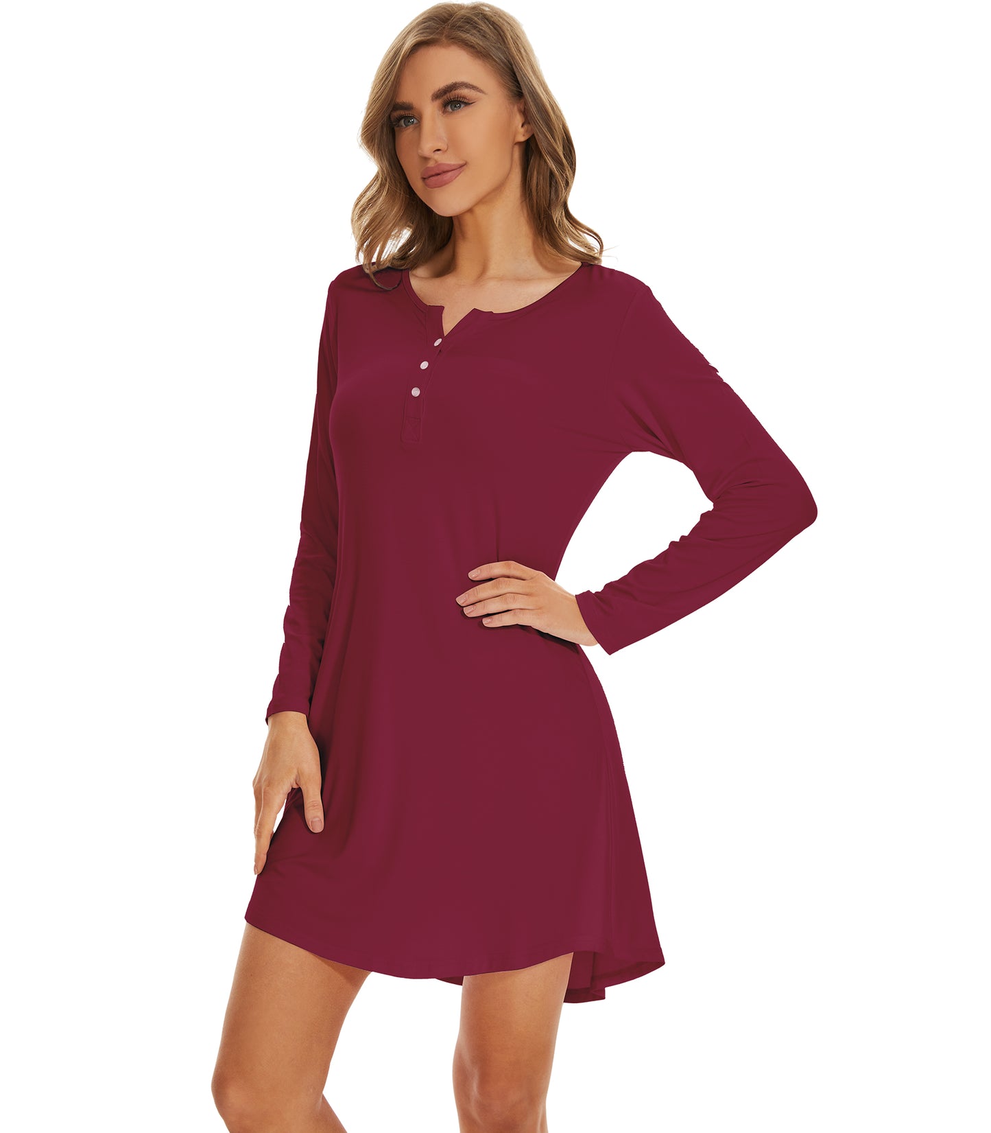 WiWi Women Bamboo Nightgowns Long Sleeve