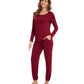 WiWi Scoop Neck Pajama Sets Sport Pajamas for Women