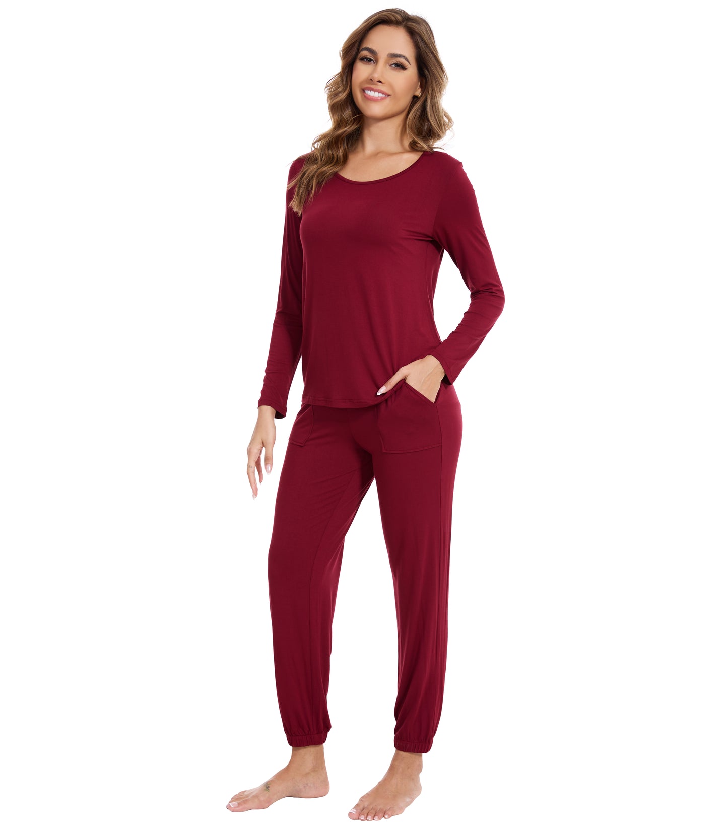 WiWi Scoop Neck Pajama Sets Sport Pajamas for Women