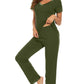 WiWi Bamboo Pajamas Set Soft Sleepwear Short Sleeve Top with Pant
