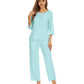 WiWi Bamboo Pajamas for Women Soft 3/4 Sleeve Sleepwear Casual Pj Set