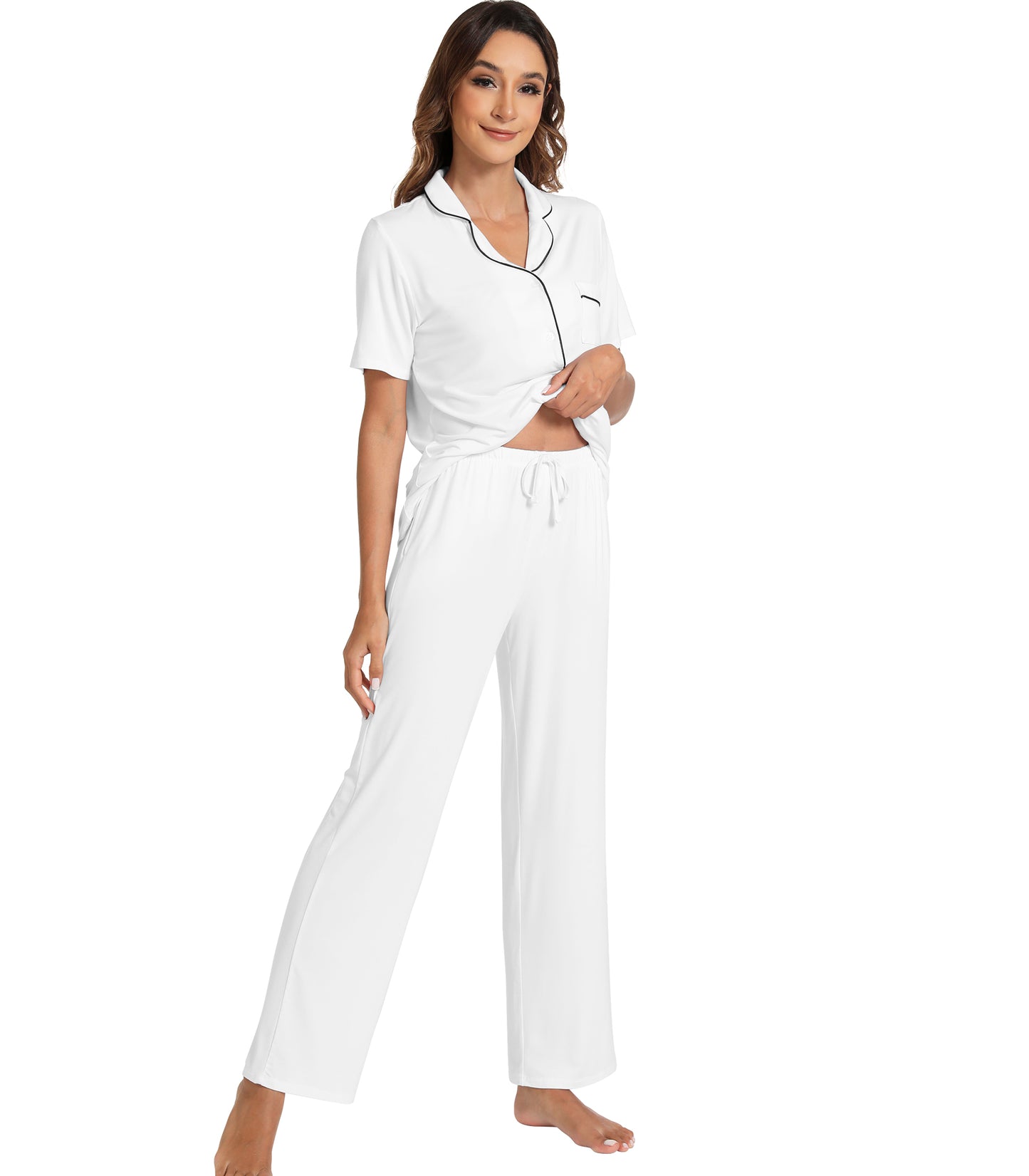 WiWi Womens Pajamas Set Soft Button Down Sleepwear