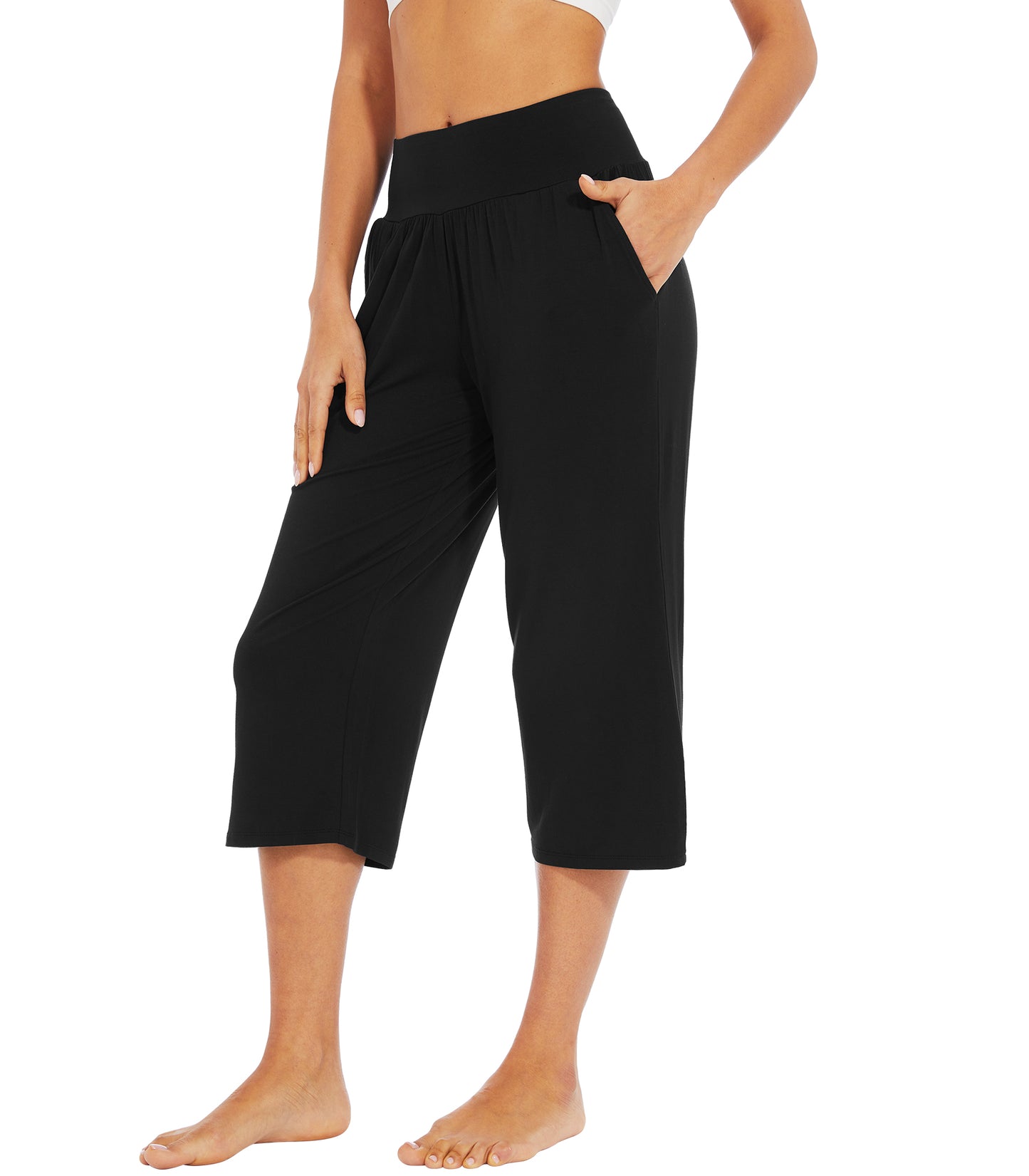 WiWi Women's Bamboo Viscose Yoga Capri Pants