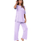 WiWi Bamboo Short Sleeve Sleepwear with Long Pants Pjs