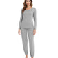 WiWi Scoop Neck Pajama Sets Sport Pajamas for Women