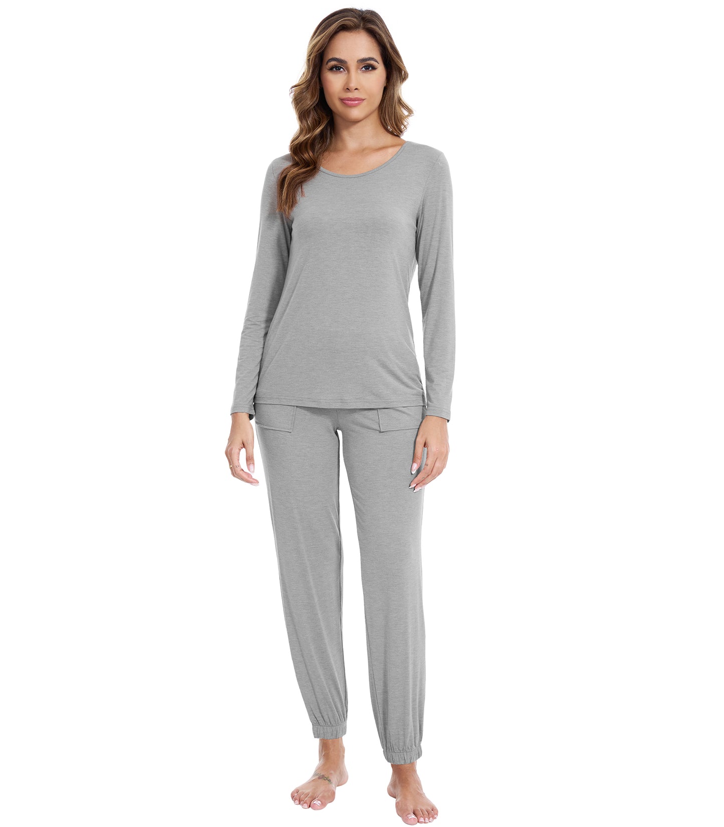 WiWi Scoop Neck Pajama Sets Sport Pajamas for Women