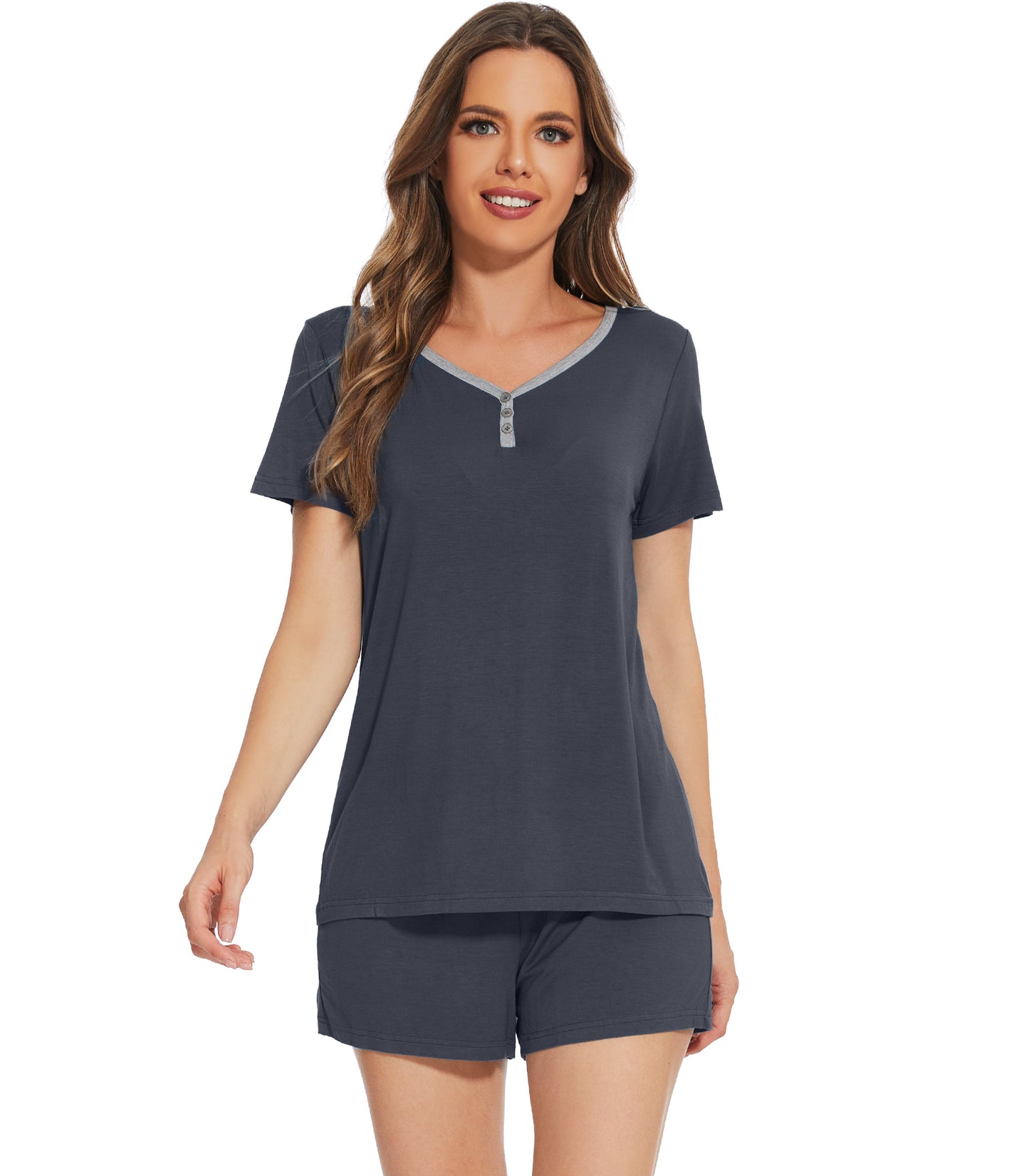 WiWi Bamboo Button Down Pajama Set for Women