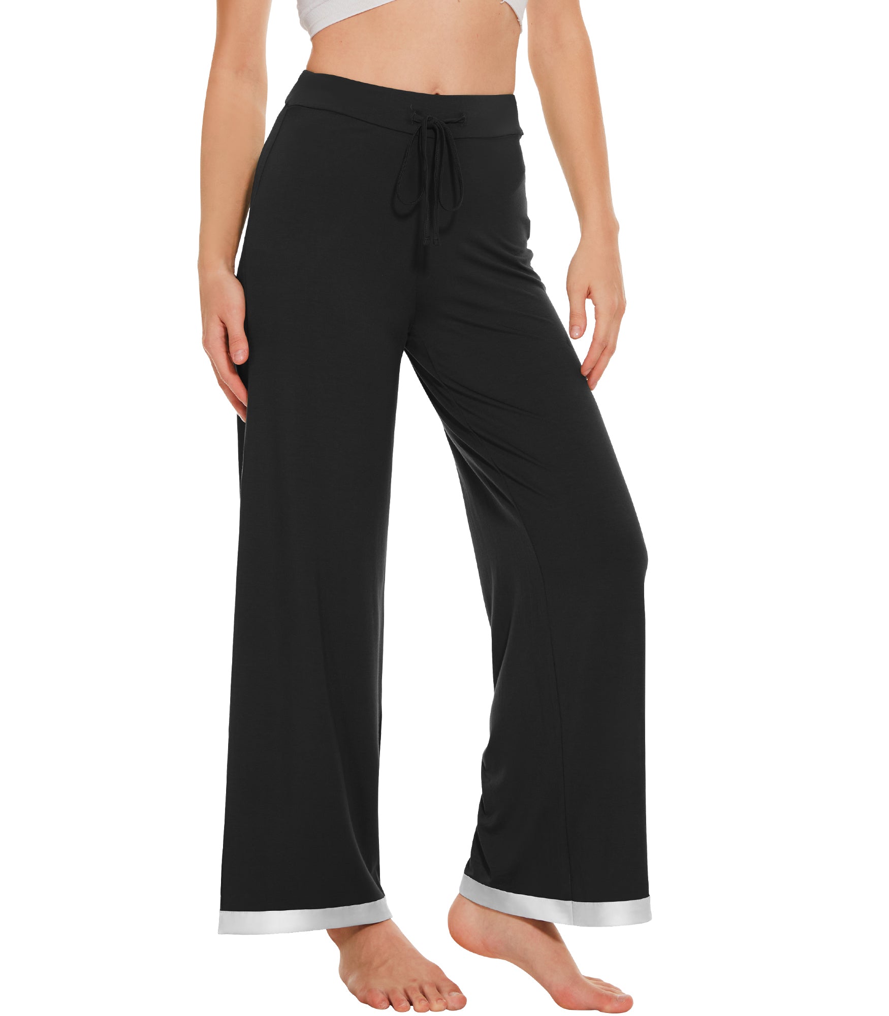 WiWi Women's Bamboo Wide Leg Palazzo Pajama Pants Soft Lounge Comfy ...