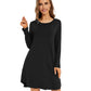 WiWi Scoop Neck Bamboo Nightgowns for Women Soft Long Sleeve Sleepwear