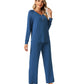 WiWi Womens Bamboo Long Sleeve Pajama Set