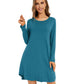 WiWi Scoop Neck Bamboo Nightgowns for Women Soft Long Sleeve Sleepwear