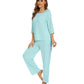 WiWi Bamboo Pajamas for Women Soft 3/4 Sleeve Sleepwear Casual Pj Set