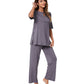 WiWi Bamboo Short Sleeve Sleepwear with Long Pants Pjs