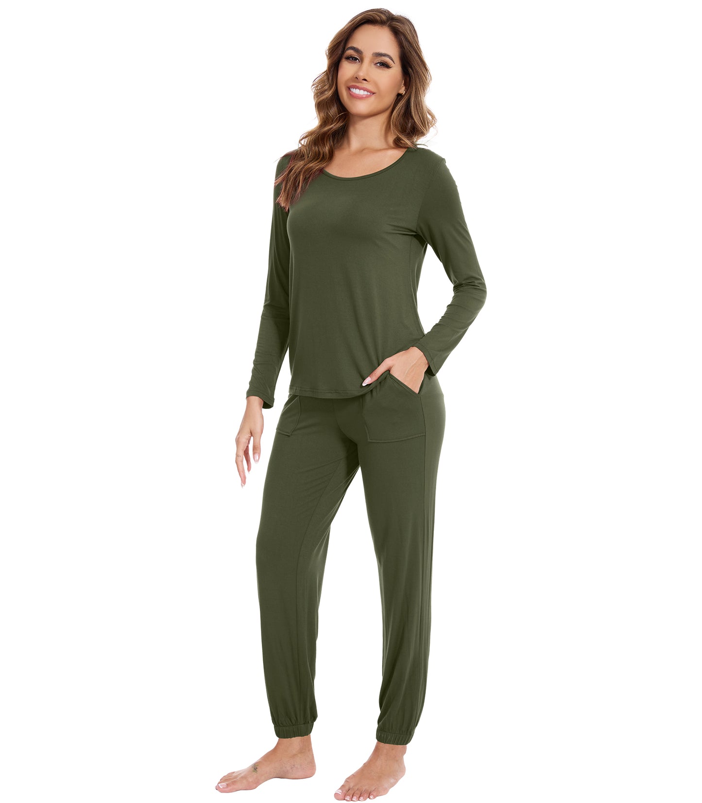 WiWi Scoop Neck Pajama Sets Sport Pajamas for Women