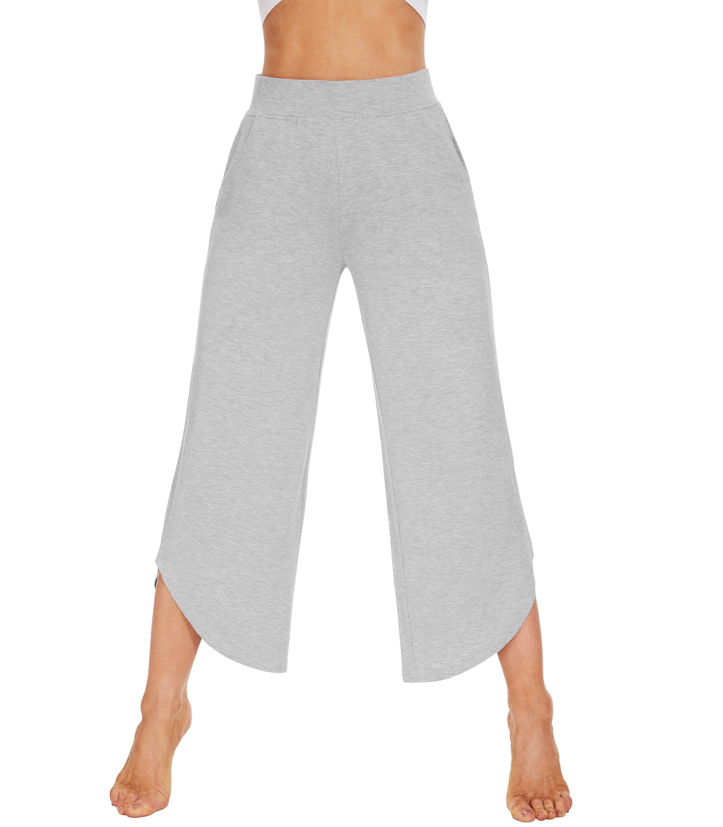 WiWi Women's Bamboo Viscose Wide Leg Capri Pajama Bottoms