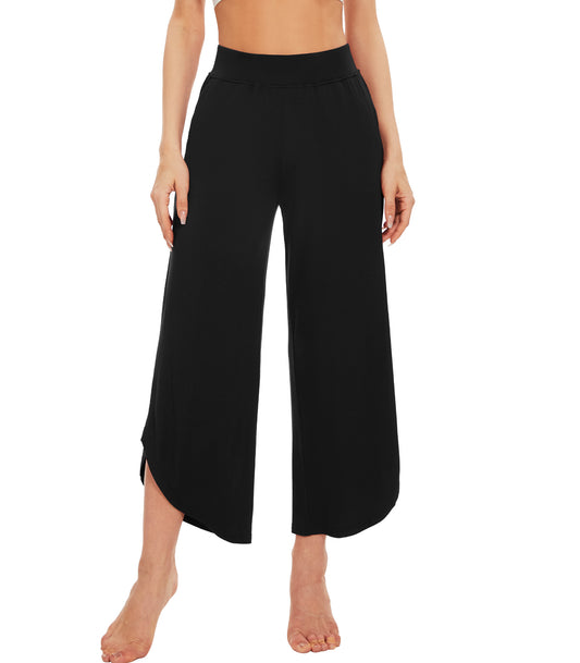 WiWi Women's Bamboo Viscose Wide Leg Capri Pajama Bottoms