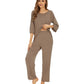 WiWi Bamboo Pajamas for Women Soft 3/4 Sleeve Sleepwear Casual Pj Set